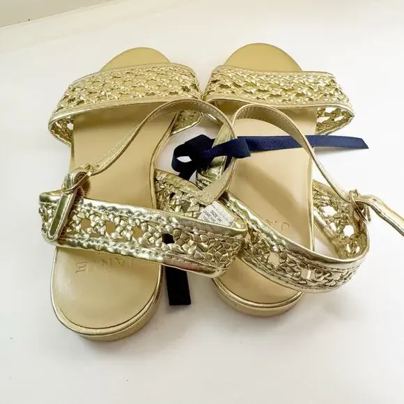 Janie & Jack Sandals Girls Metallic Woven Sandal Gold Size 3K NWT! - Picture 4 of 6